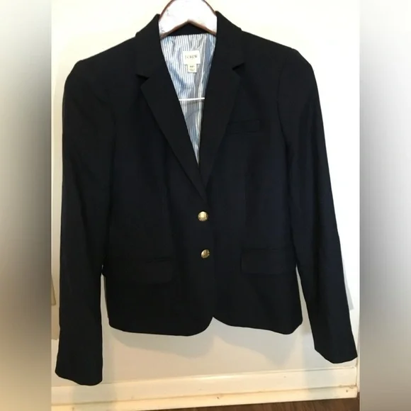 J.Crew dark Navy/Black Blazer 6P Petite Gold Button Classic Preppy Jacket - Picture 2 of 4